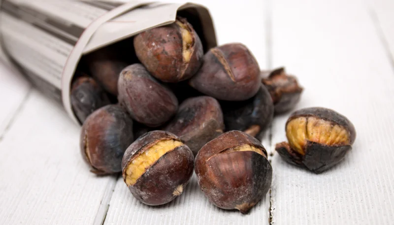 Castañas asadas al microondas