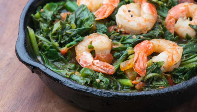 Espinacas con gambas