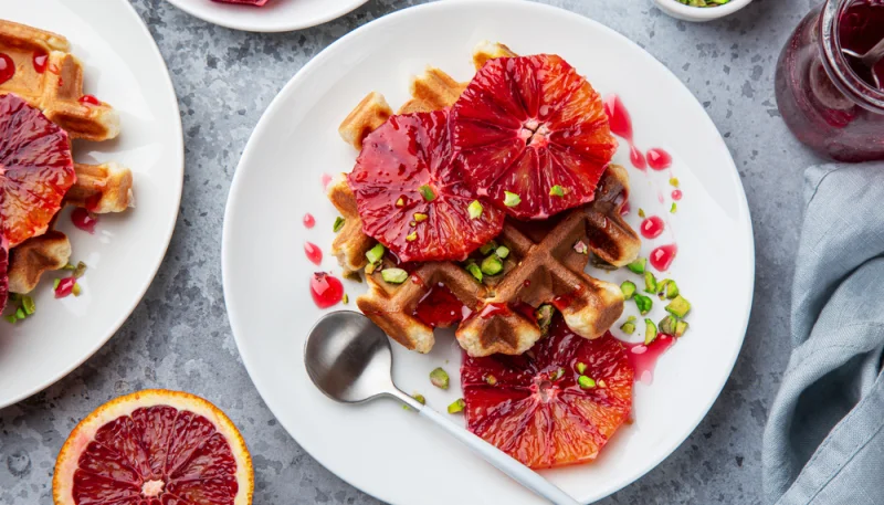 Gofres con pomelo