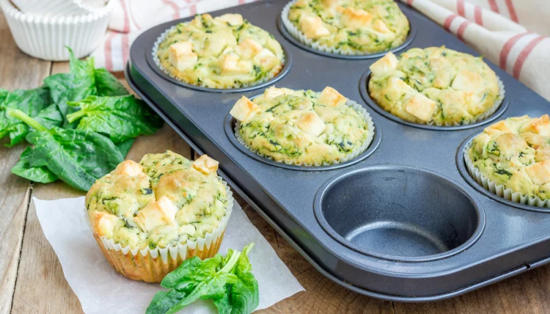 Muffins de espinacas con queso feta