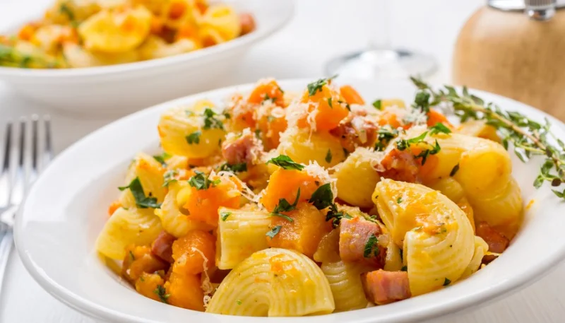 Pasta carbonara de calabaza