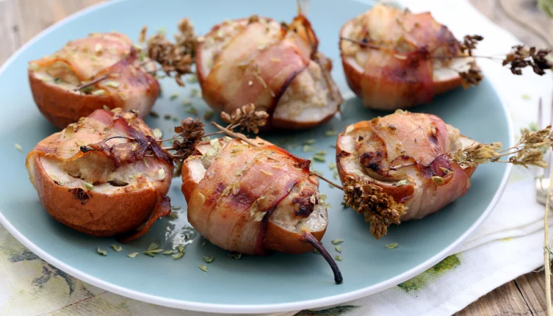 Peras con bacon