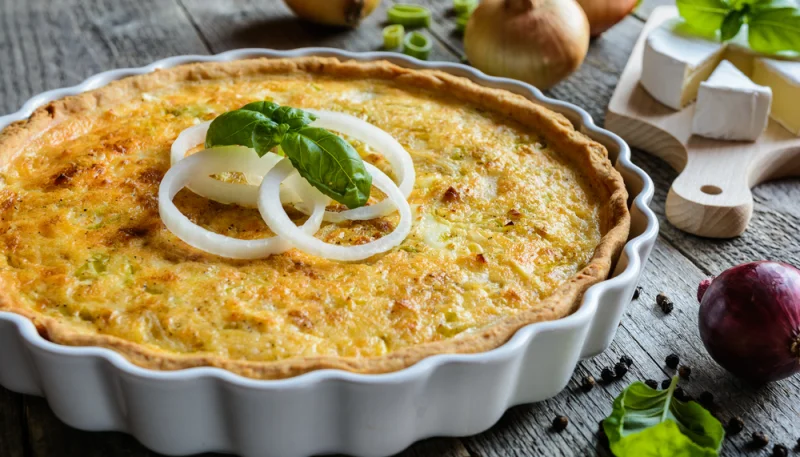 Quiche de cebolla y pollo