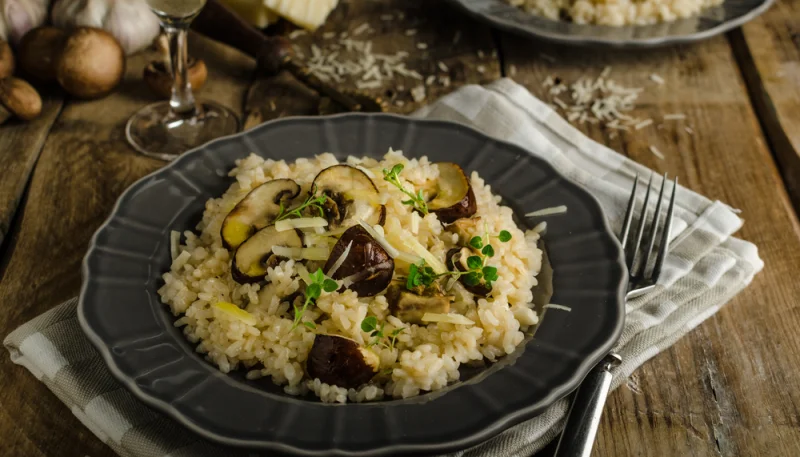 Risotto de calabacín con champiñones