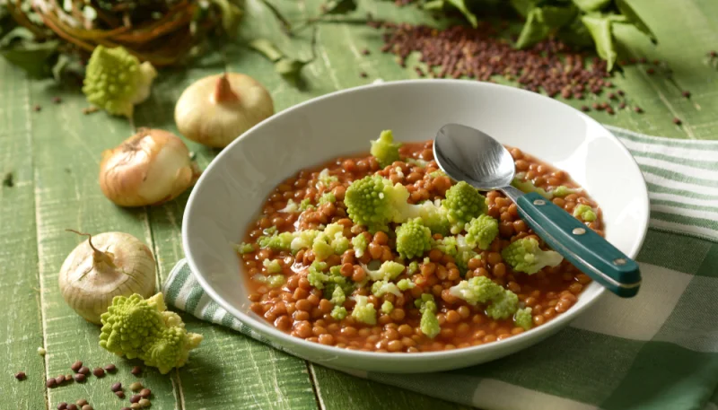 Sopa de lentejas y brócoli