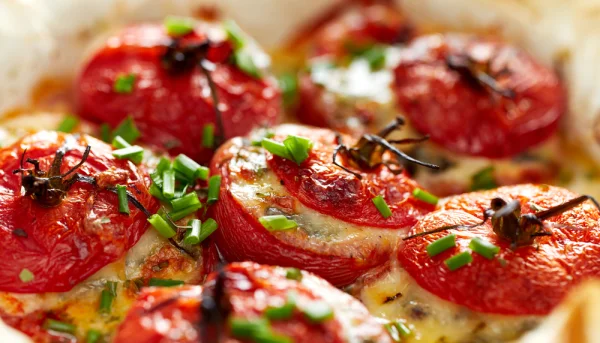 Tomates rellenos de queso de cabra y pollo