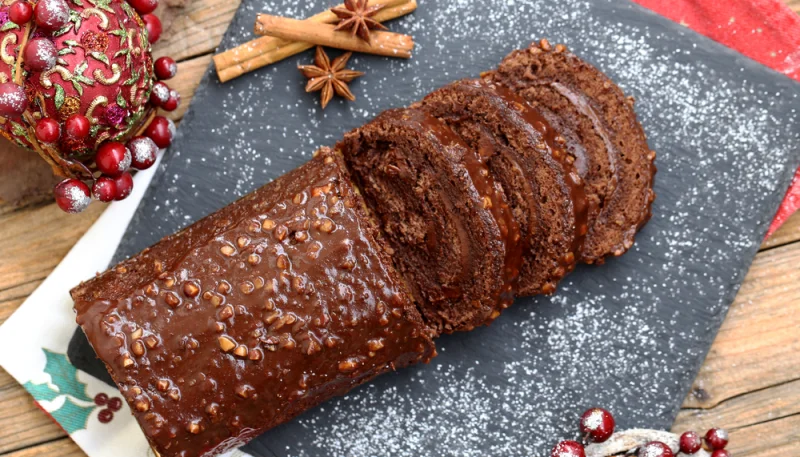Brazo de gitano con chocolate y nueces