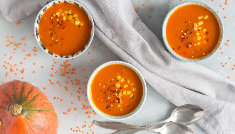 Crema de calabaza y maíz