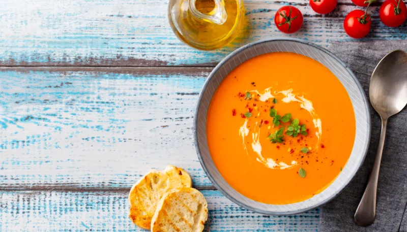 Crema de calabaza y tomates