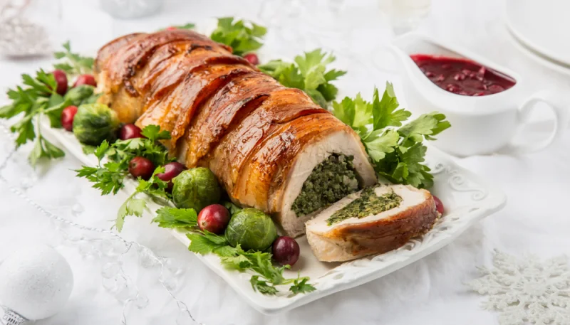 Pechuga de pavo envuelta en bacon