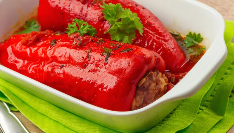 Pimientos rellenos de arroz
