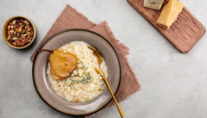 Arroz con queso azul