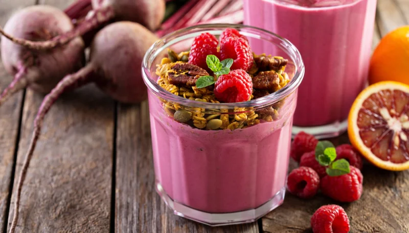 Batido de remolacha y frambuesas