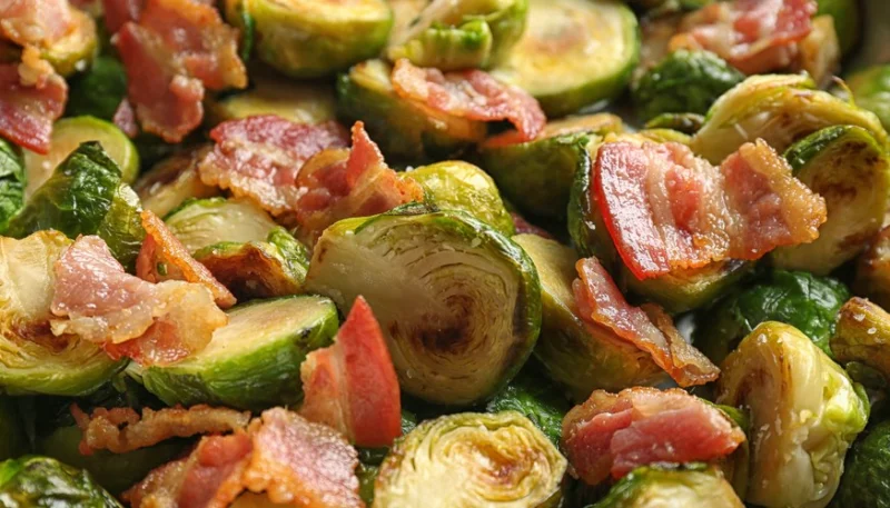 Coles de Bruselas con bacon y castañas