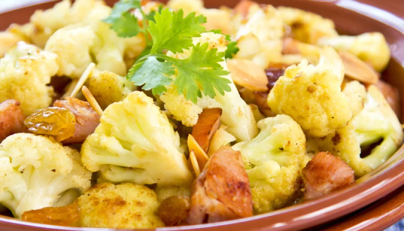 Coliflor salteada con bacon