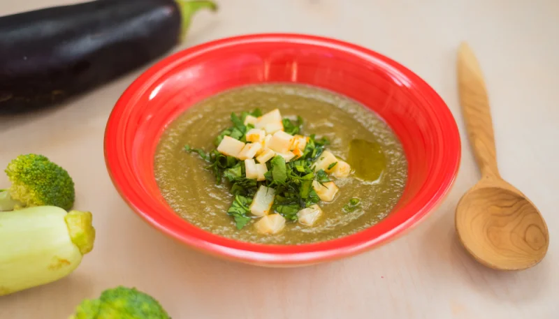 Crema de brócoli y berenjenas