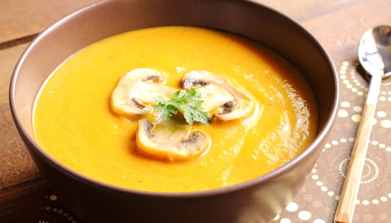 Crema de calabaza y champiñones