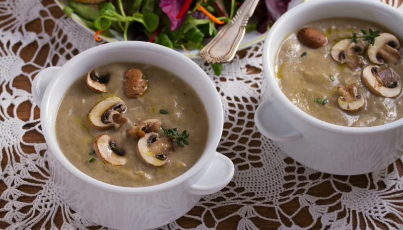 Crema de champiñones y berenjenas