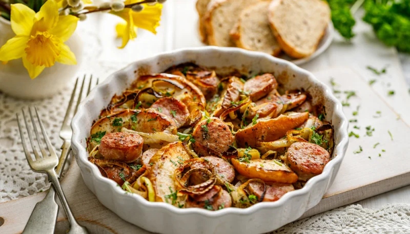 Salchichas con manzana