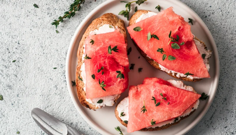 Tostadas con sandía