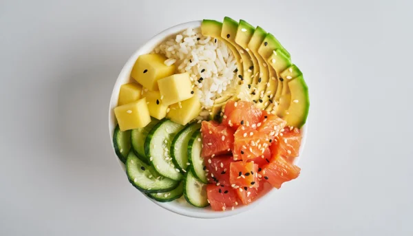 Bol de salmón con mango