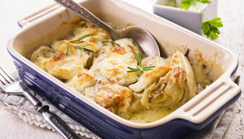 Endivias al horno con salmón