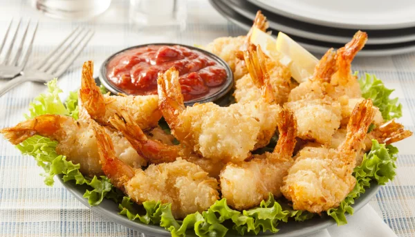 Gambas rebozadas con coco