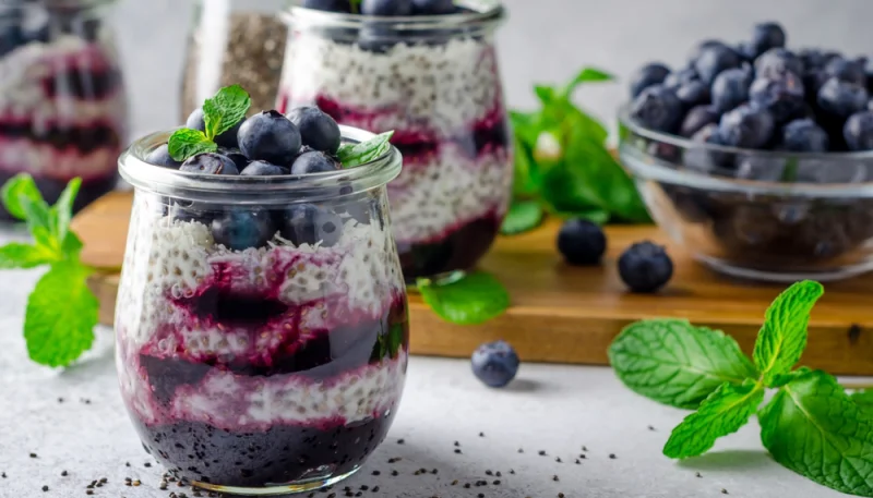 Pudín de arándanos y mermelada