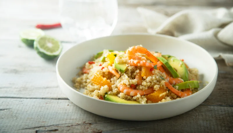 Quinoa con gambas