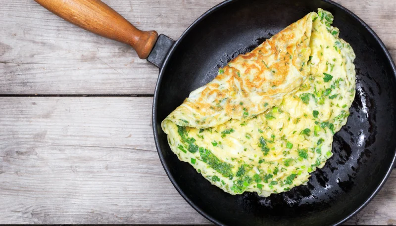 Tortilla francesa con queso azul