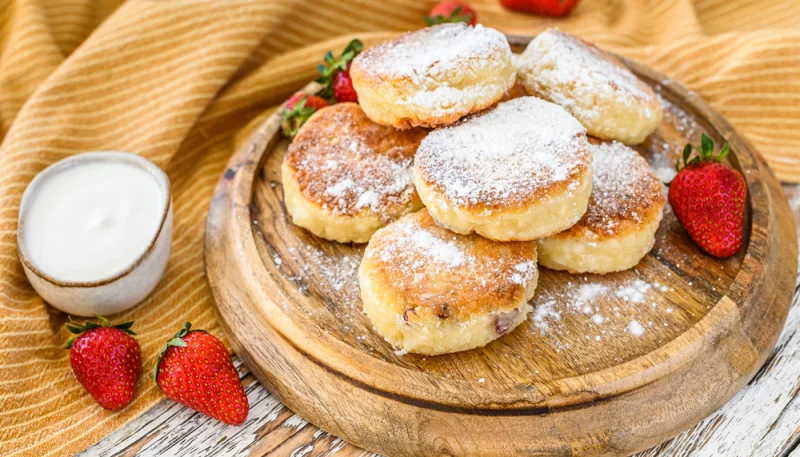 Tortitas de queso de cabra con fresa