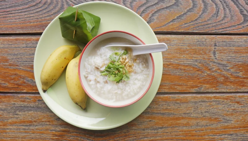 Arroz dulce con banana y menta