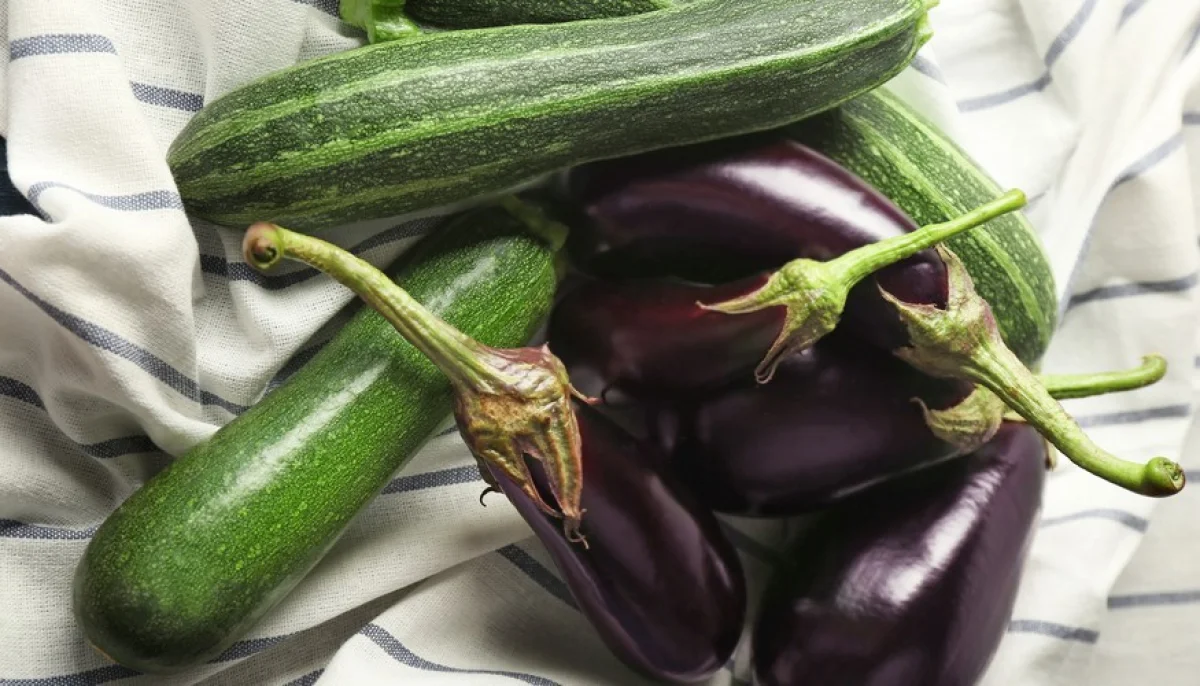 Berenjenas, calabacines y puerros