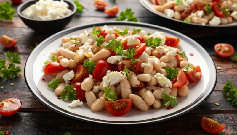 Ensalada de alubias y queso feta