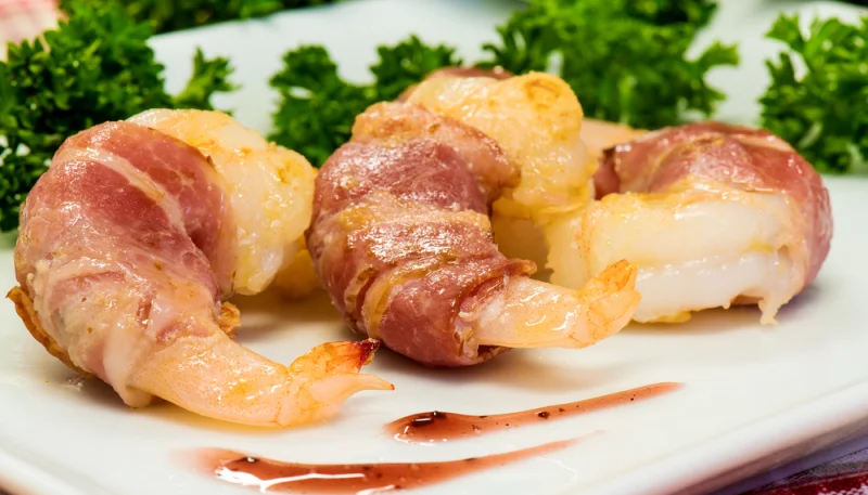 Gambas con bacon