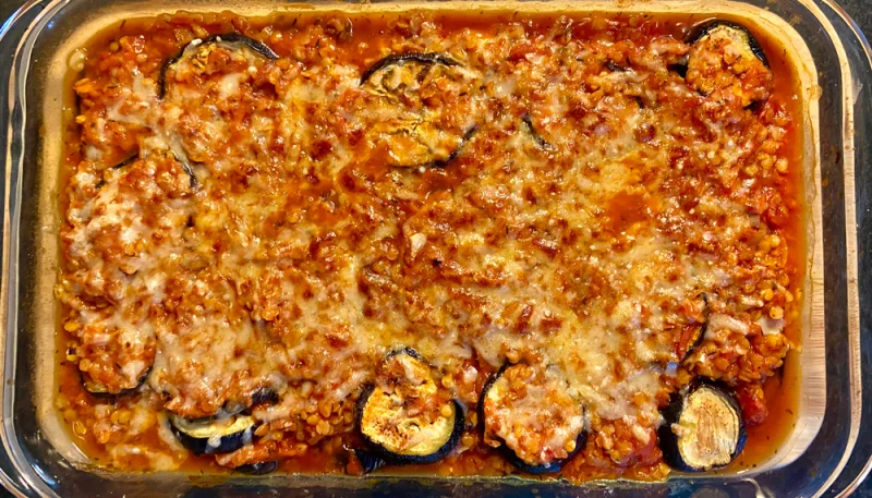 Gratinado de berenjenas con Emmental