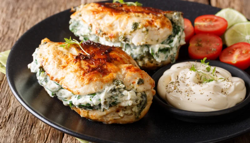 Pechuga de pollo rellena con queso crema
