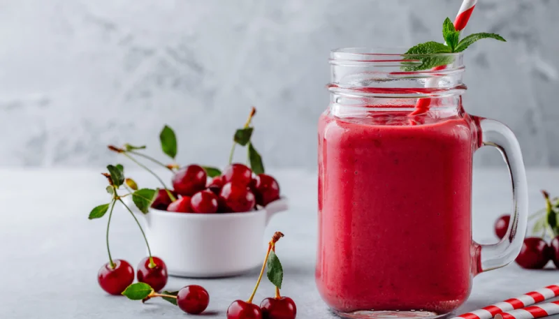 Batido de cerezas y plátano