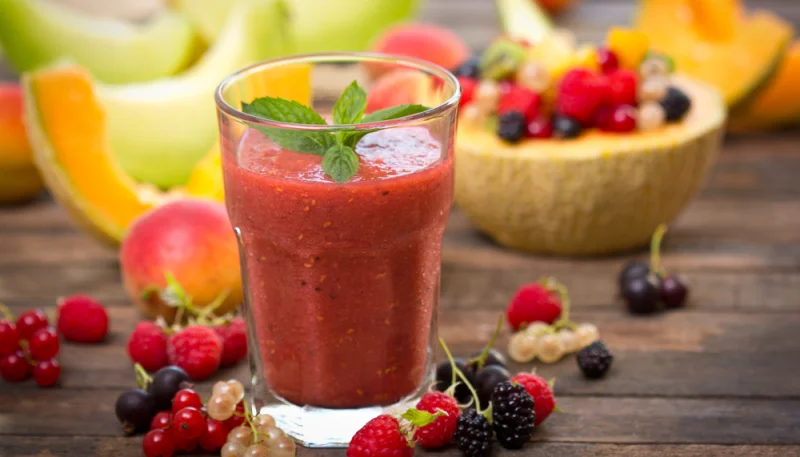 Batido de melón y frambuesas