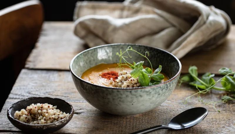 Crema de calabaza con quinoa