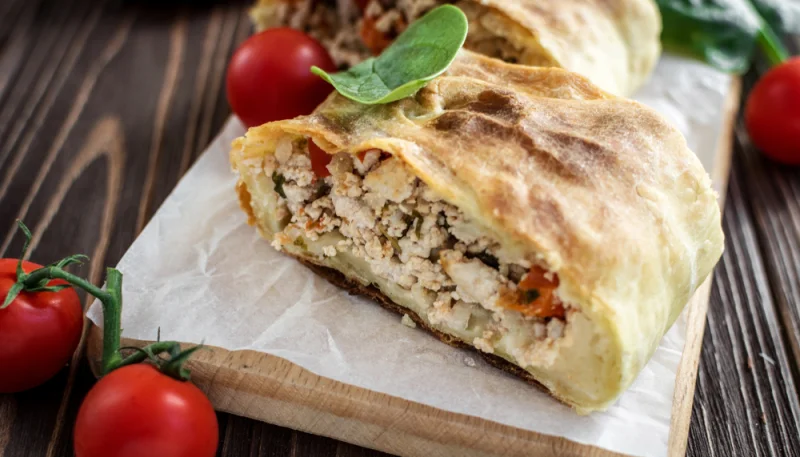 Strudel de carne picada y espinacas
