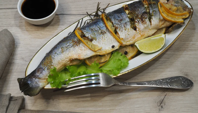 Trucha rellena de champiñones