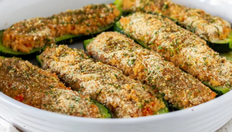 Calabacines rellenos de soja