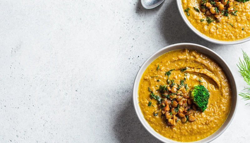 Crema de lentejas y brócoli