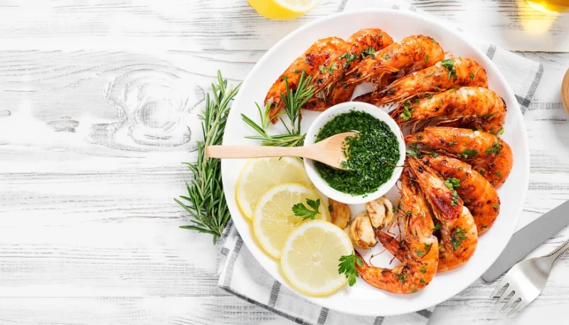 Langostinos a la plancha con perejil