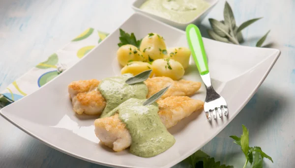 Merluza con salsa de yogur