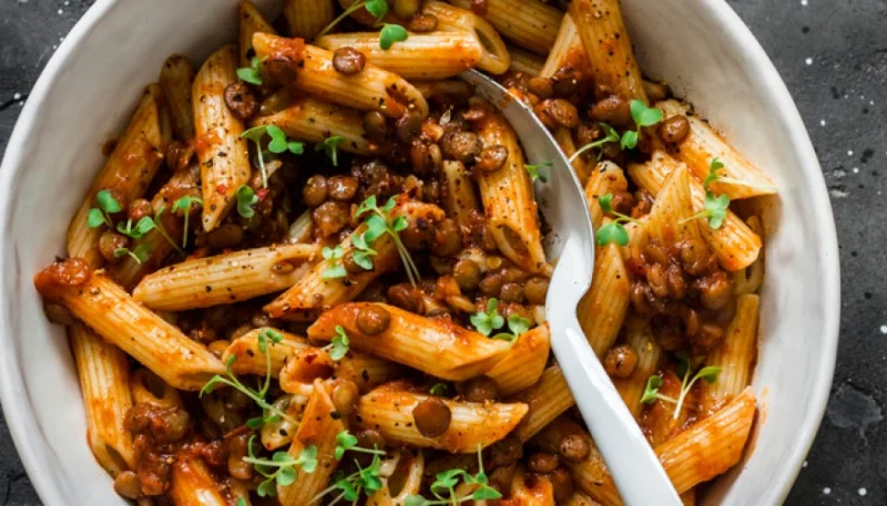 Pasta con lentejas