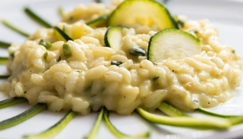 Risotto con calabacines y queso
