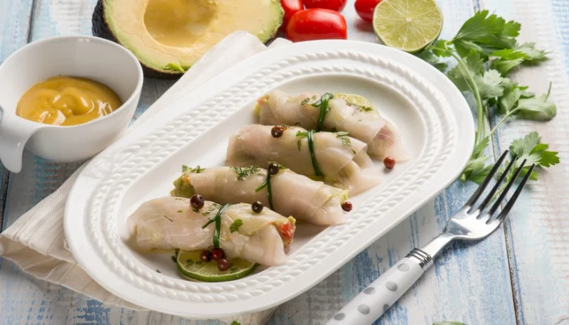 Rollitos de pez espada con verduras