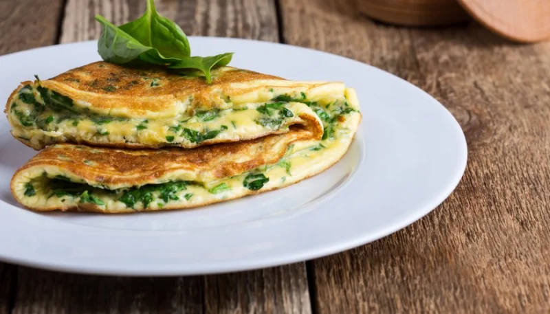 Tortilla francesa de atún y espinacas